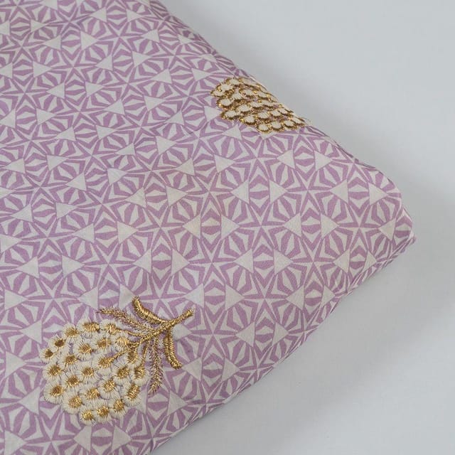 Move Colour Muslin Print With Embroidery (1.50Meter Piece)