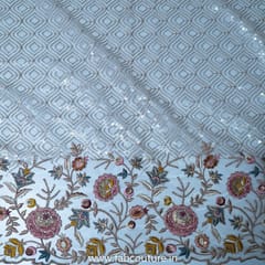 Grey Colour Net Sequins Embroidery (75Cm Piece)