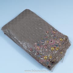 Grey Colour Net Sequins Embroidery (75Cm Piece)