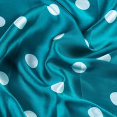 Firozi Colour Zara Satin Printed Fabric