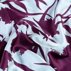 Wine Colour Zara Satin Printed Fabric(1Meter Piece)