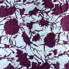 Wine Colour Zara Satin Printed Fabric(1Meter Piece)