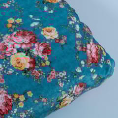 Firozi Colour Velvet Digital Printed Fabric