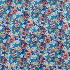 Blue Colour Velvet Digital Printed Fabric