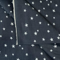 Blue Colour Denim Star Printed Fabric