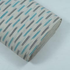 Brown with Blue Ikat Fabric