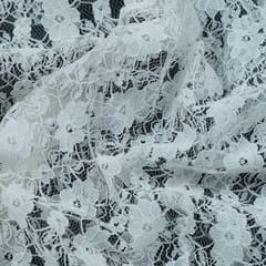 White Floral Design Dyeable Nylon Net