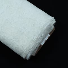 White Floral Design Dyeable Nylon Net
