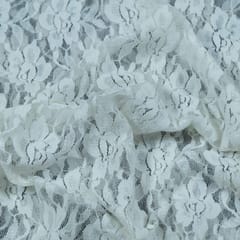 White Floral Design Dyeable Lycra Nylon Net