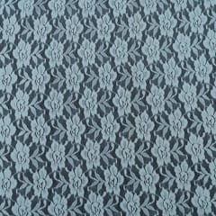 White Floral Design Dyeable Lycra Nylon Net
