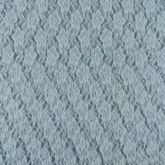 White Floral Design Dyeable Lycra Nylon Net