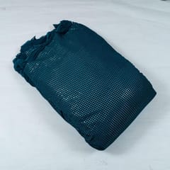 Teal Blue Colour Georgette Thread and Faux Mirror Embroidered Fabric