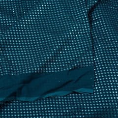 Teal Blue Colour Georgette Thread and Faux Mirror Embroidered Fabric