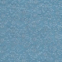 Powder Blue Colour Georgette Thread and Sequins Embroidered Fabric
