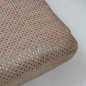 Off White Colour Georgette Thread Embroidered Fabric
