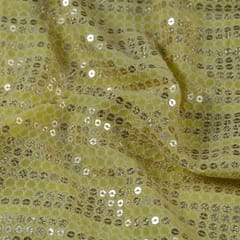 Yellow Colour Georgette Thread and Sequins Embroidered Fabric(2.60 Meter Piece)