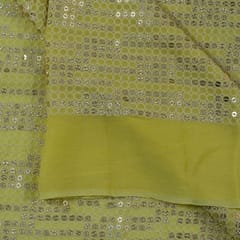 Yellow Colour Georgette Thread and Sequins Embroidered Fabric(2.60 Meter Piece)