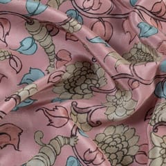 Onion Pink Color Crepe Printed Fabric