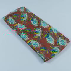 Rust Colour Habutai Silk Printed Fabric