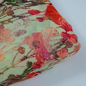 Mint Green Colour Chinon Chiffon Printed Fabric
