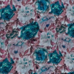 Grey Colour Pure Chinon Chiffon Digital Printed Fabric