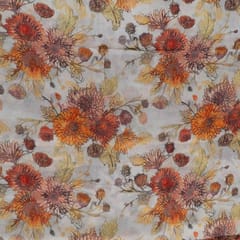 Cream Colour Pure Chinon Chiffon Digital Printed Fabric