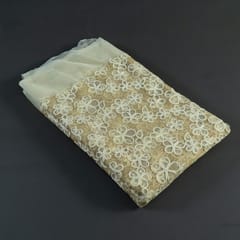 Off White Colour Net Embroidered Fabric
