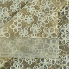 Off White Colour Net Embroidered Fabric