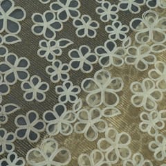 Off White Colour Net Embroidered Fabric