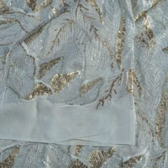 Dyeable Georgette Thread and Sequins Embroidered Fabric