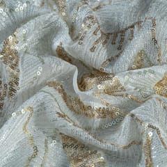 Dyeable Georgette Thread and Sequins Embroidered Fabric
