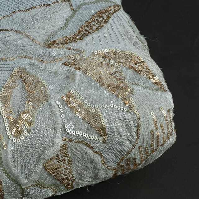 Dyeable Georgette Thread and Sequins Embroidered Fabric