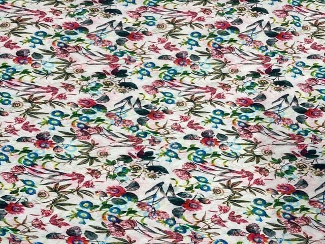 Corduroy White Multicolor Floral