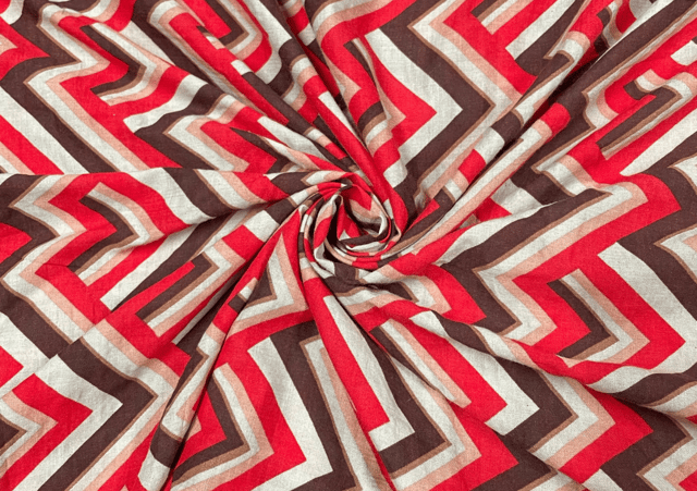 Printed Cotton Red Chevron