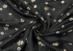 Chenia Silk Zari Black Golden Flowers
