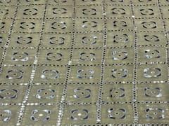 Embroidered Georgette Light Fawn Silver Geometric