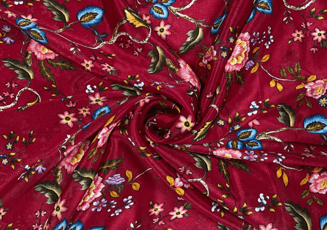 Chiffon Maroon Multicolor Floral