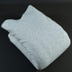 White Color Dyeable Cotton Chikan Embroidered Fabric