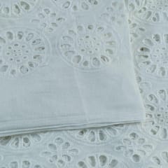 White Color Dyeable Cotton Chikan Embroidered Fabric