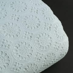 White Color Dyeable Cotton Chikan Embroidered Fabric