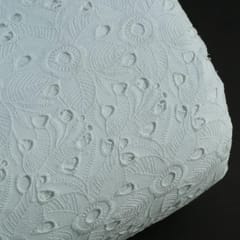 White Color Dyeable Cotton Chikan Embroidered Fabric