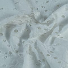 White Color Dyeable Cotton Chikan Embroidered Fabric