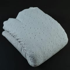 White Color Dyeable Cotton Chikan Embroidered Fabric