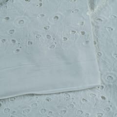 White Color Dyeable Cotton Chikan Embroidered Fabric