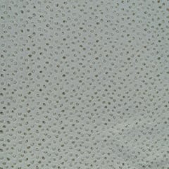 Off White Color Dyeable Cotton Chikan Embroidered Fabric