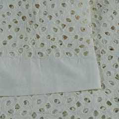 Off White Color Dyeable Cotton Chikan Embroidered Fabric