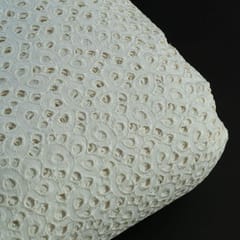 Off White Color Dyeable Cotton Chikan Embroidered Fabric