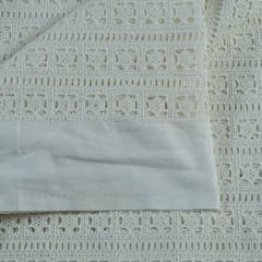 Off White Color Dyeable Cotton Chikan Embroidered Fabric