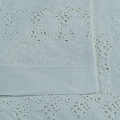 White Color Dyeable Cotton Chikan Embroidered Fabric