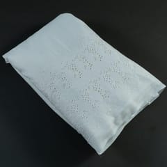 White Color Dyeable Cotton Chikan Embroidered Fabric